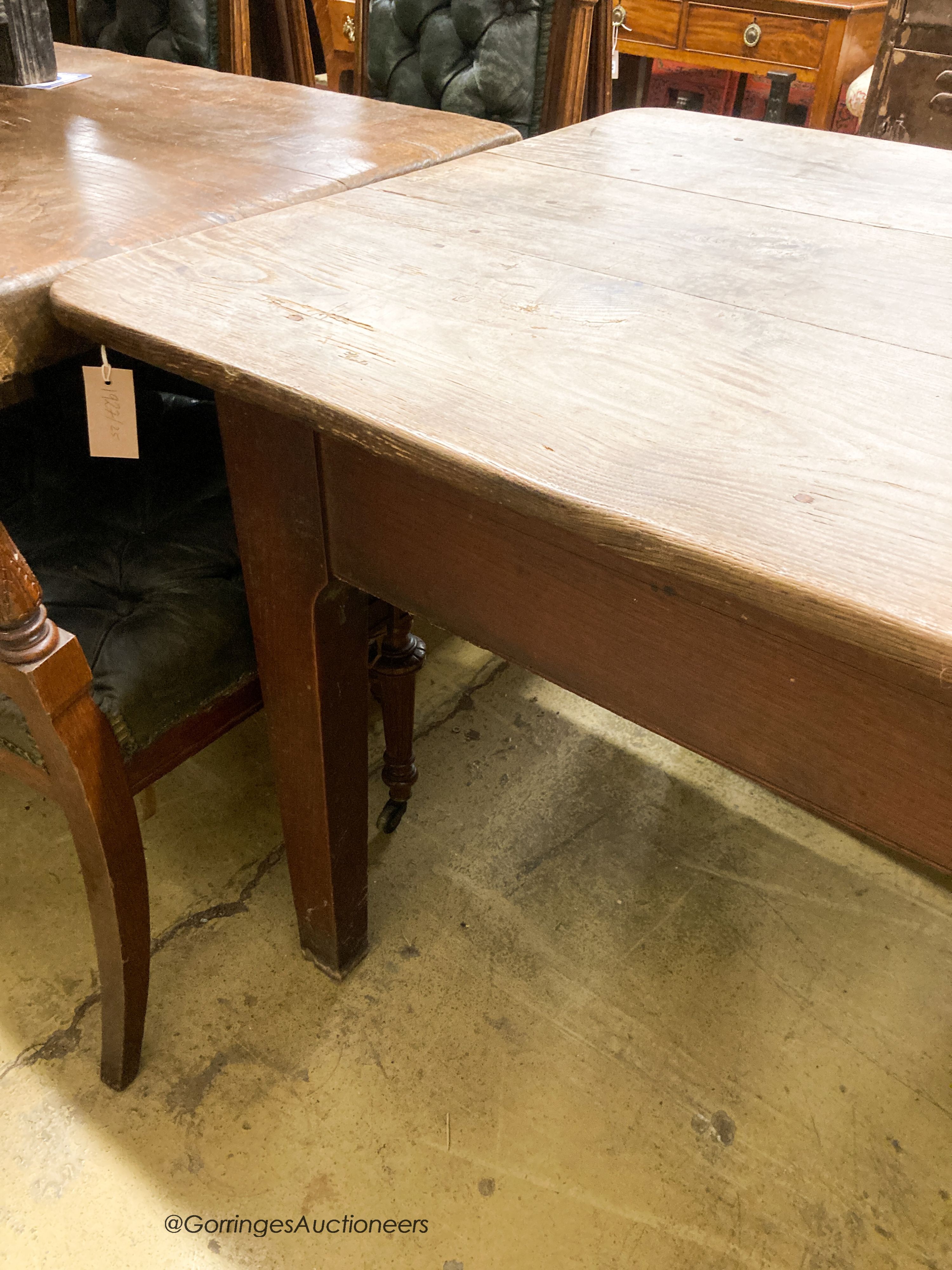A French oak and fruitwood single end drawer farmhouse table, length 190cm, depth 89cm, height 73cm